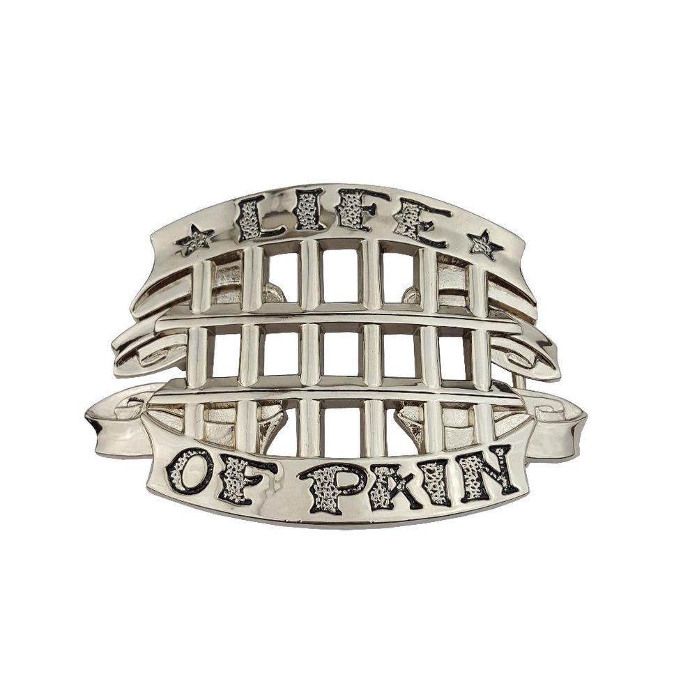 Rock Rebel Brand: Life of Pain Shiny Silver Belt Buckle